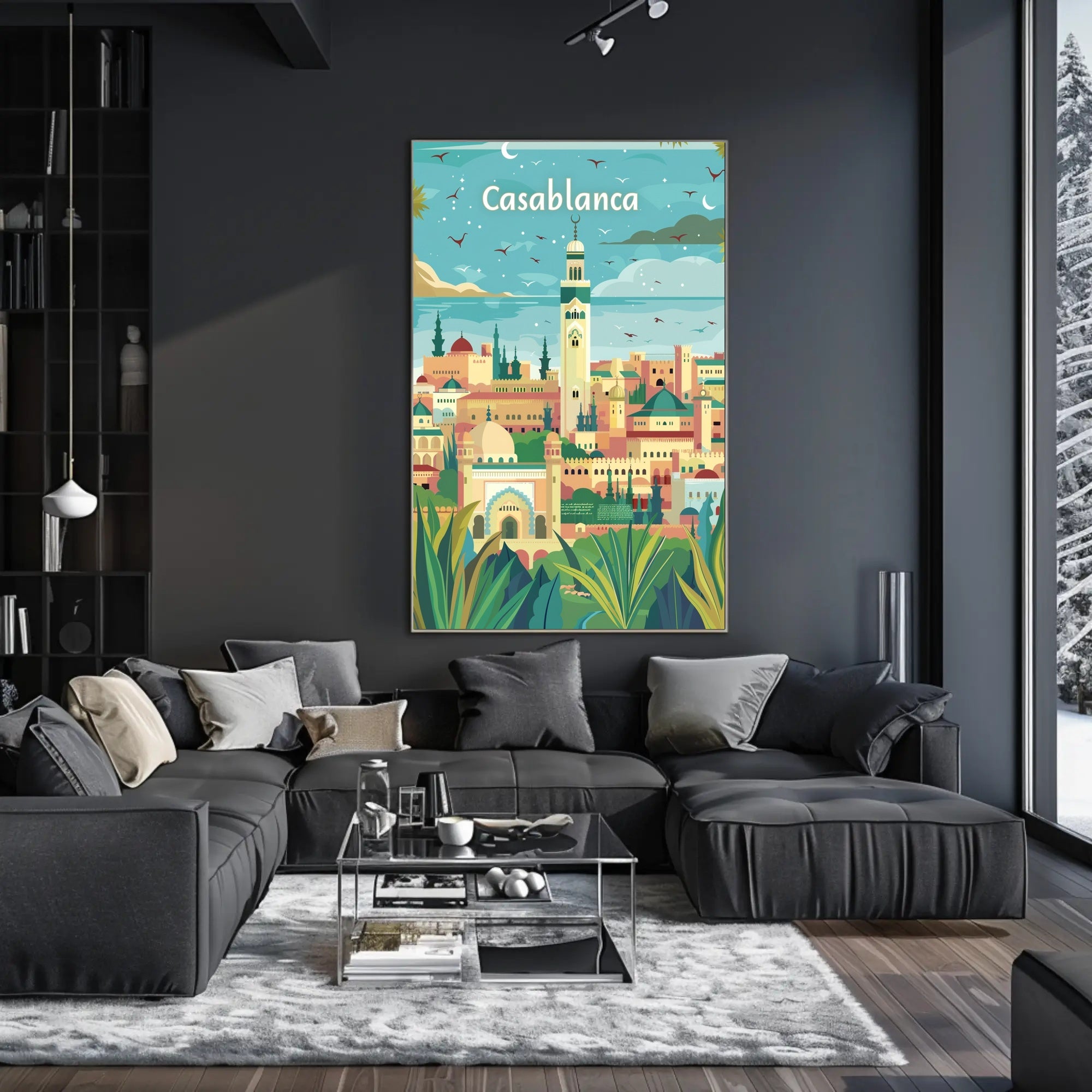 Casablanca Cityscape Illustration Captures Moroccan Cultural Richness Poster PosterGoat