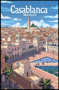 Casablanca Cityscape Panoramic View Travel Poster PosterGoat