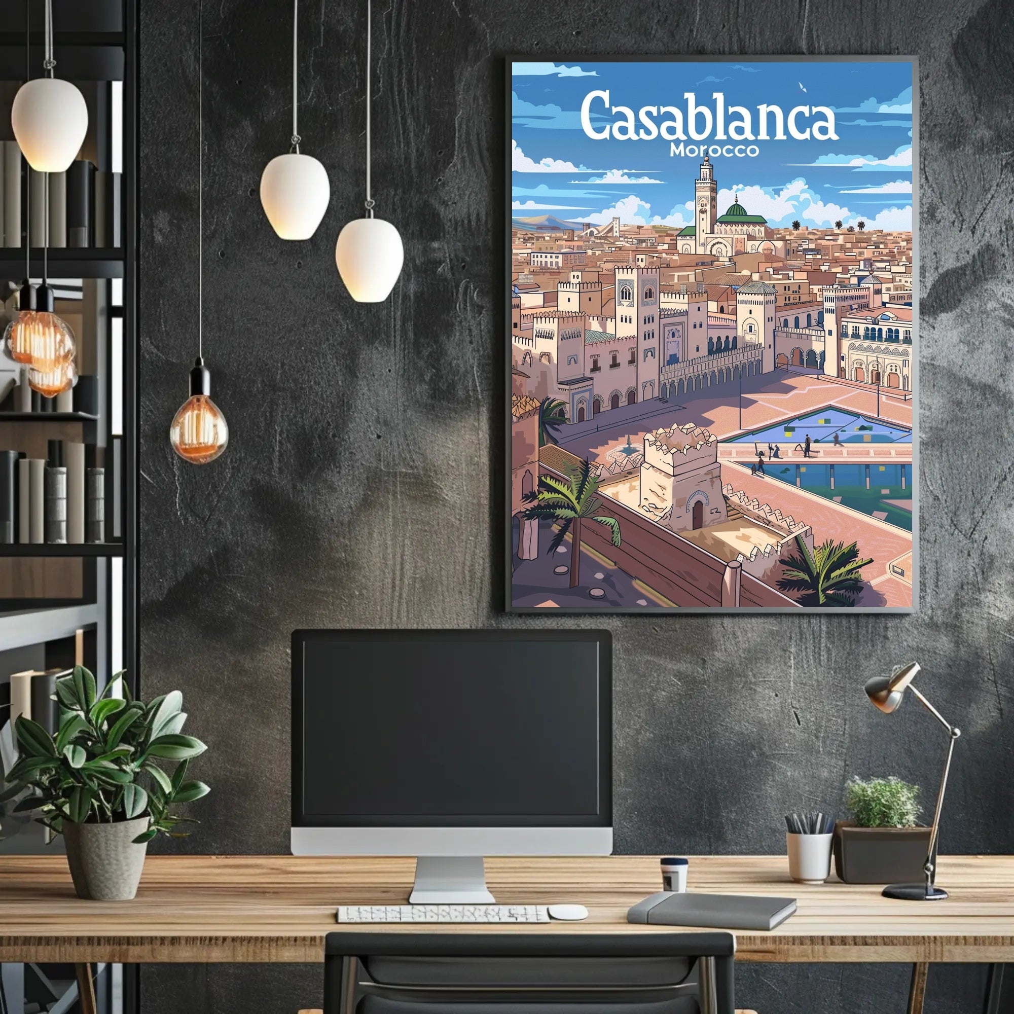 Casablanca Cityscape Panoramic View Travel Poster PosterGoat