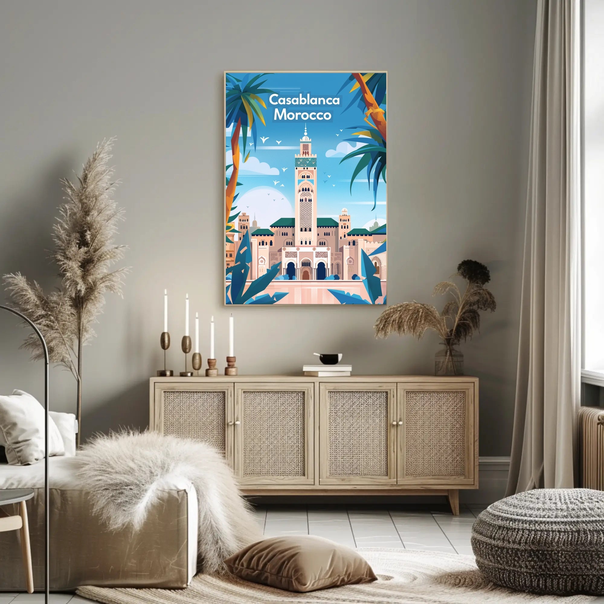 Casablanca Mosque Travel Poster PosterGoat