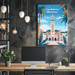 Casablanca Mosque Travel Poster PosterGoat