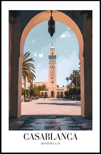 Casablanca Mosque View: Timeless Travel Poster PosterGoat