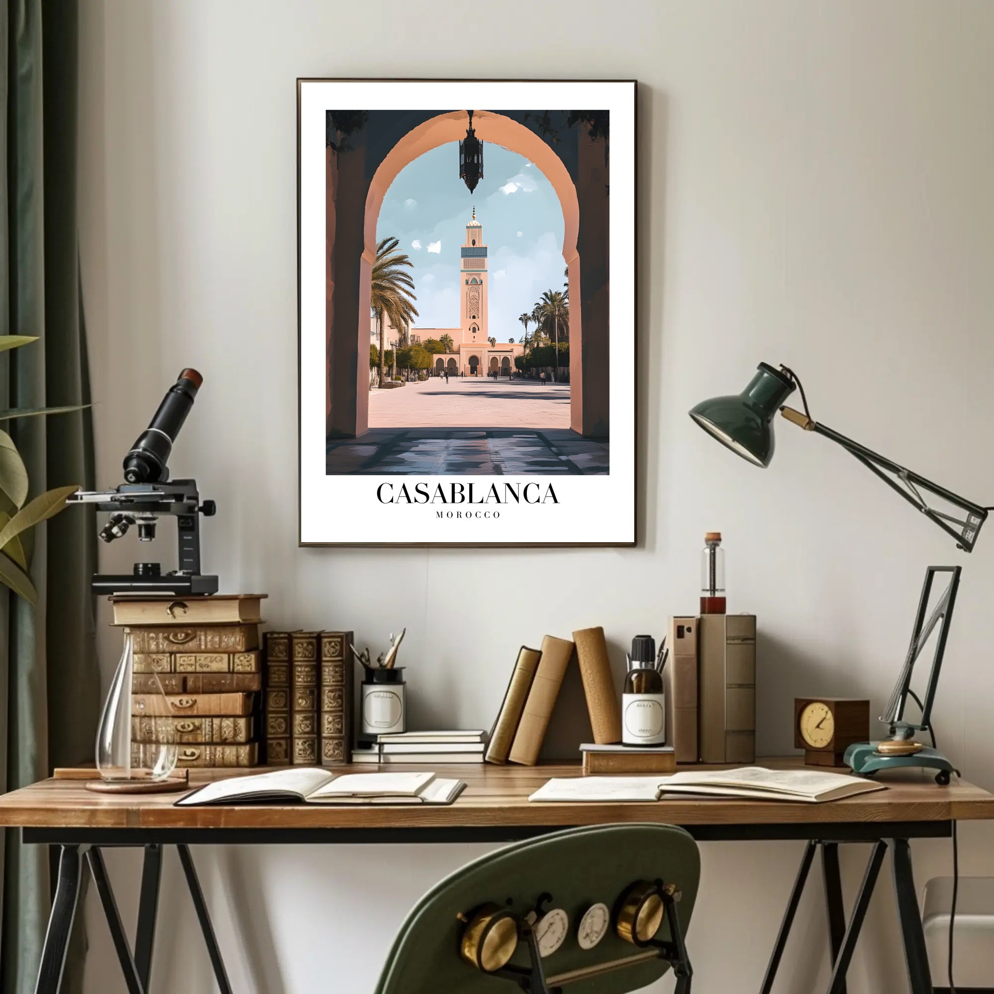 Casablanca Mosque View: Timeless Travel Poster PosterGoat
