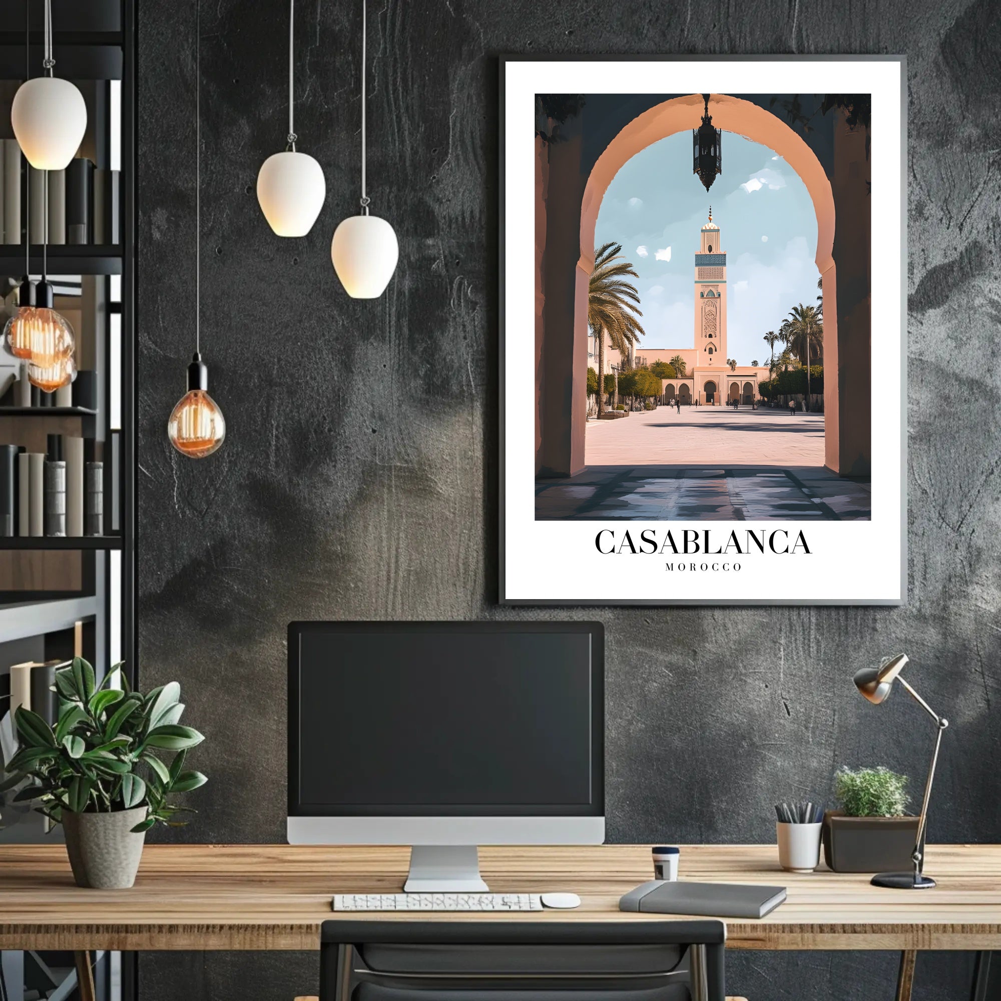 Casablanca Mosque View: Timeless Travel Poster PosterGoat