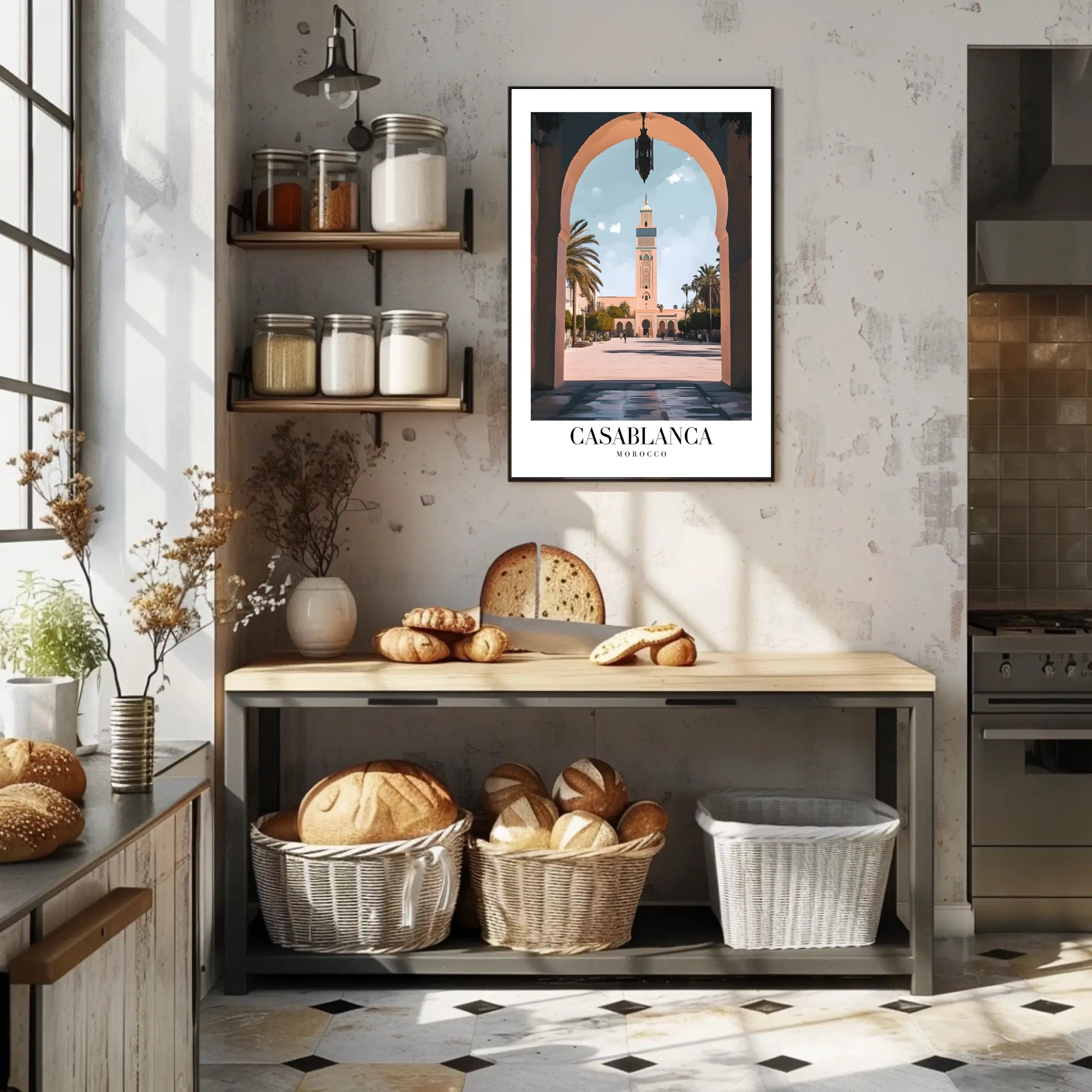 Casablanca Mosque View: Timeless Travel Poster PosterGoat