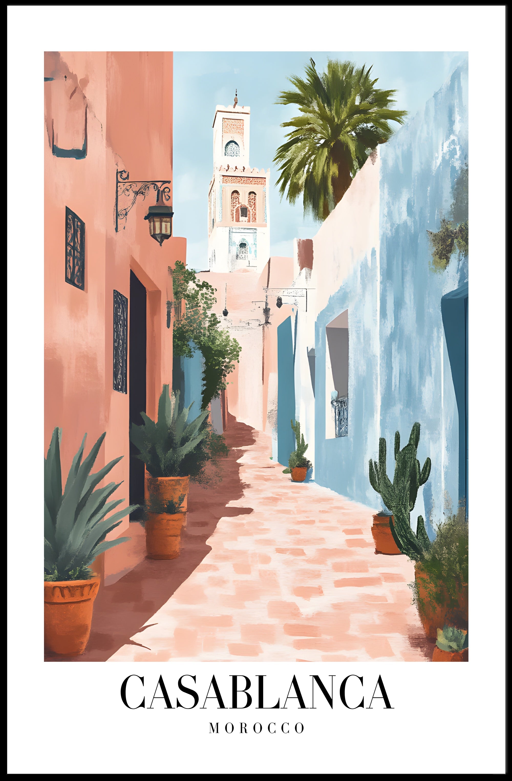 Casablanca Street Scene Vintage Travel Poster PosterGoat