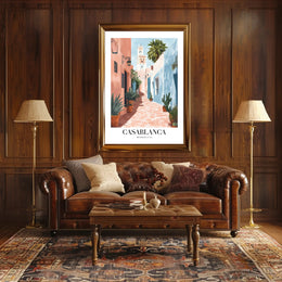 Casablanca Street Scene Vintage Travel Poster PosterGoat