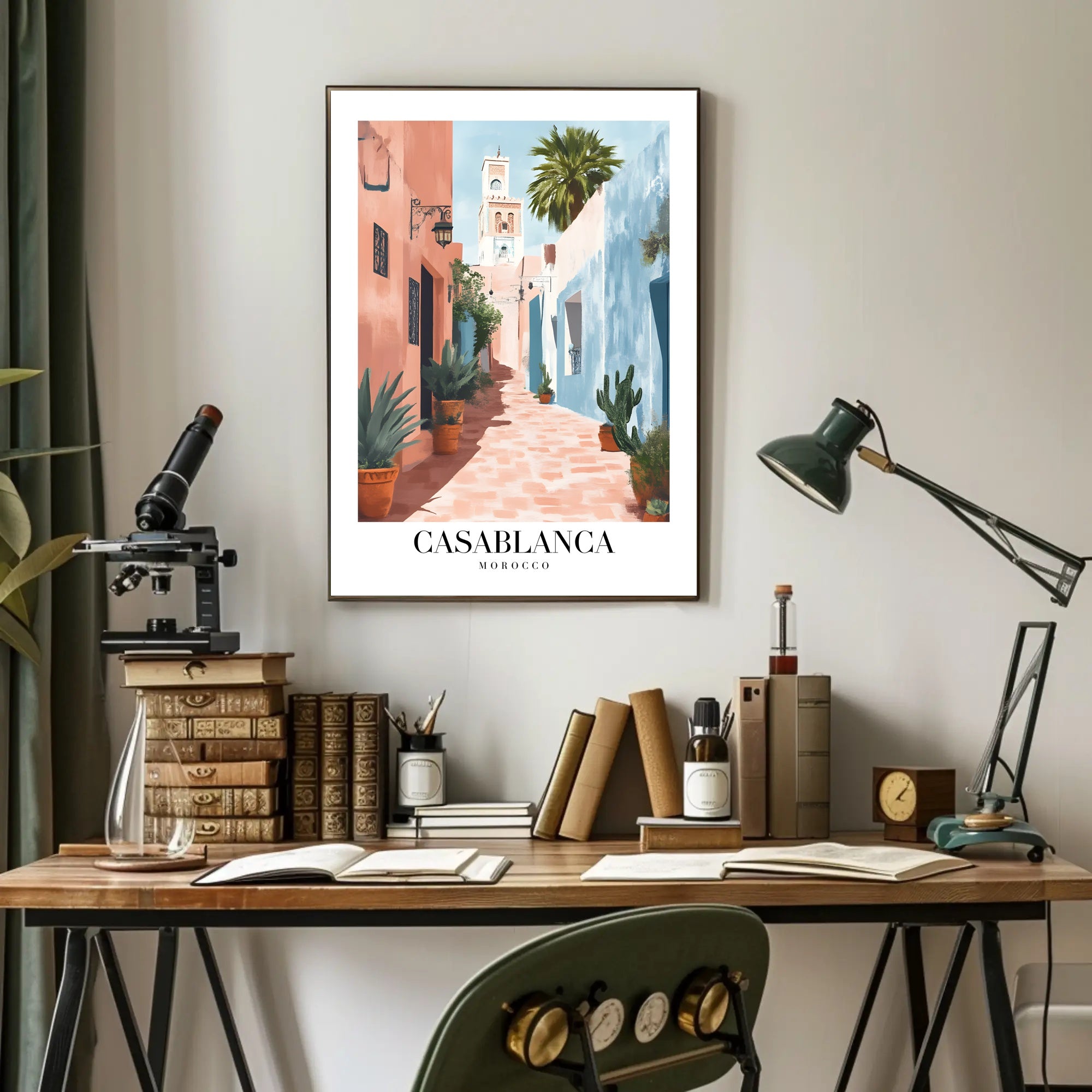 Casablanca Street Scene Vintage Travel Poster PosterGoat