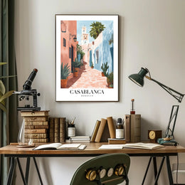 Casablanca Street Scene Vintage Travel Poster PosterGoat