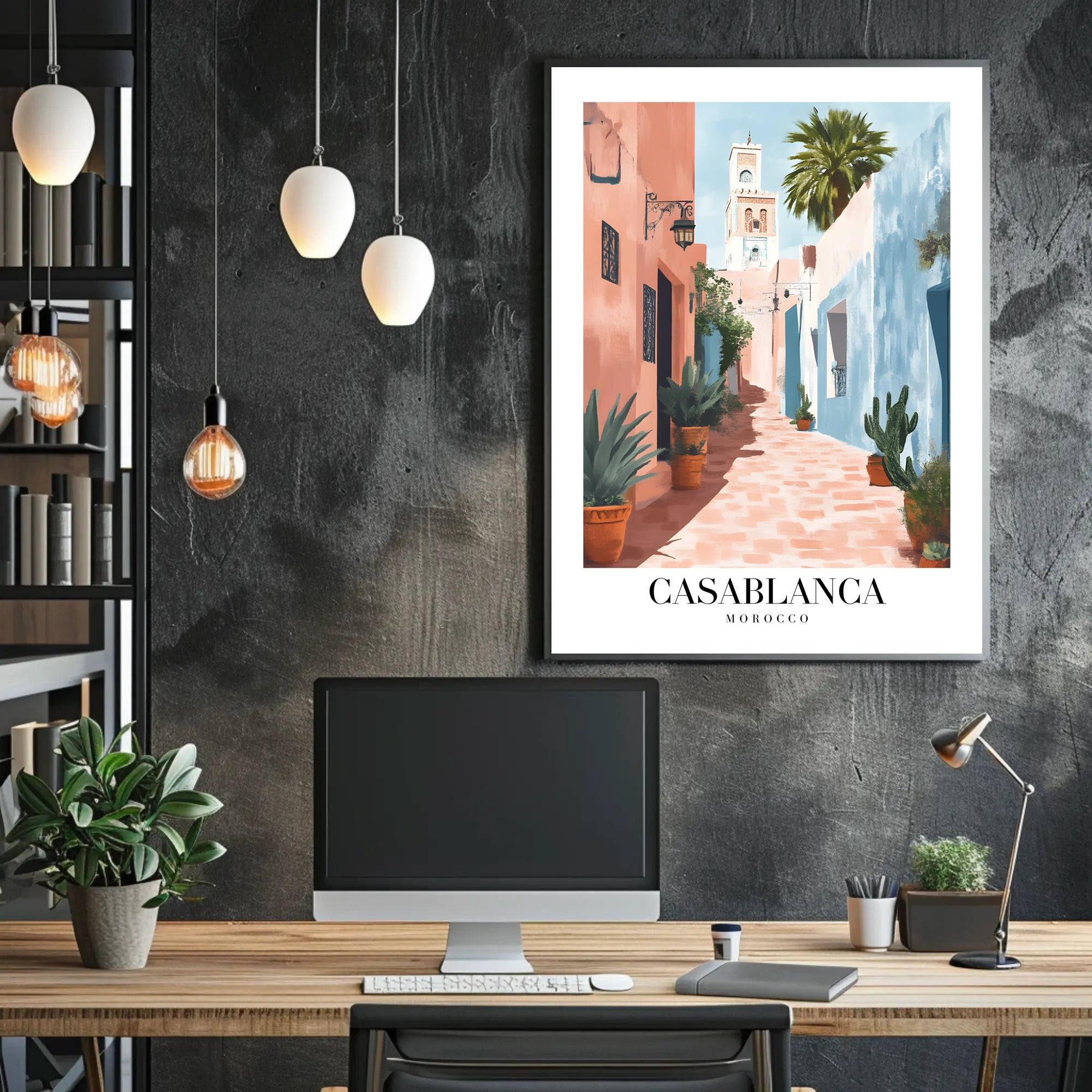 Casablanca Street Scene Vintage Travel Poster PosterGoat