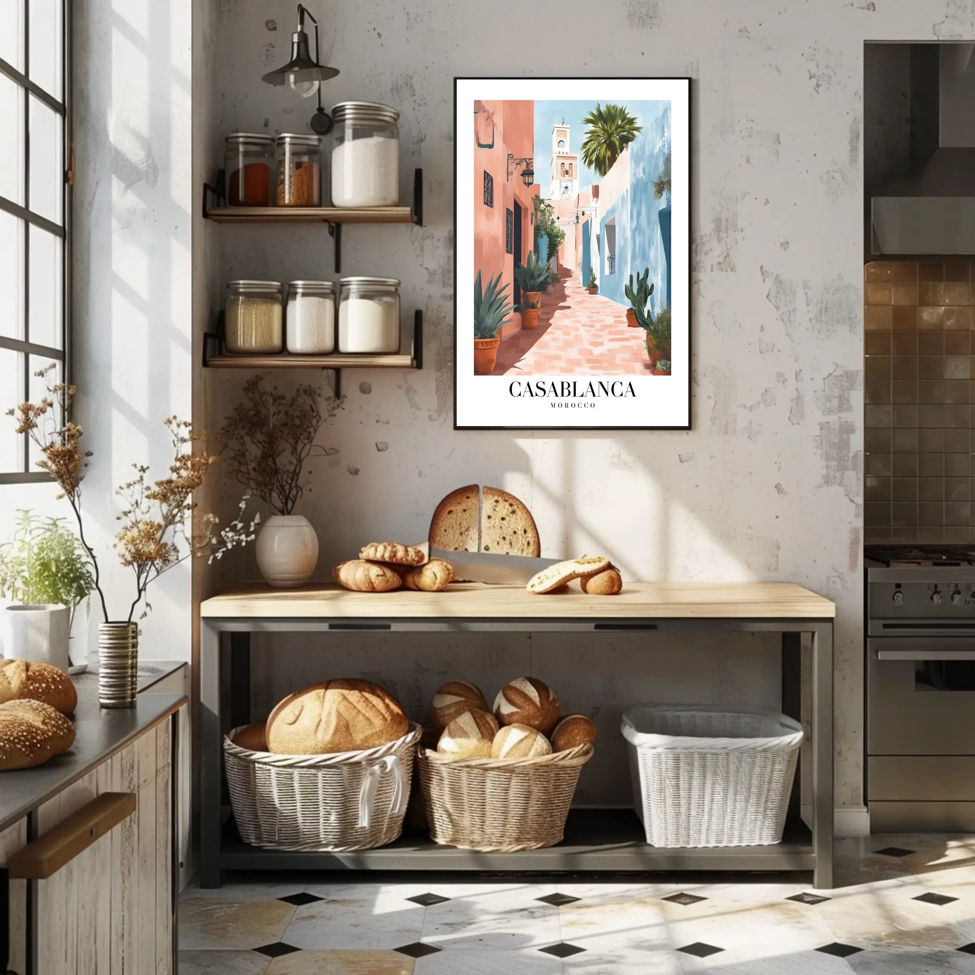 Casablanca Street Scene Vintage Travel Poster PosterGoat