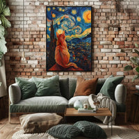 Cat and Starry Night Artistic Animal Poster PosterGoat