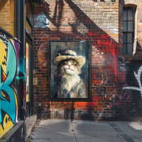 Cat in Straw Hat: Charming Animal Poster PosterGoat
