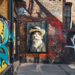 Cat in Straw Hat: Charming Animal Poster PosterGoat