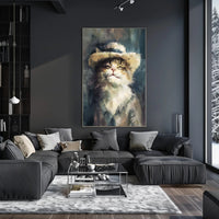 Cat in Straw Hat: Charming Animal Poster PosterGoat
