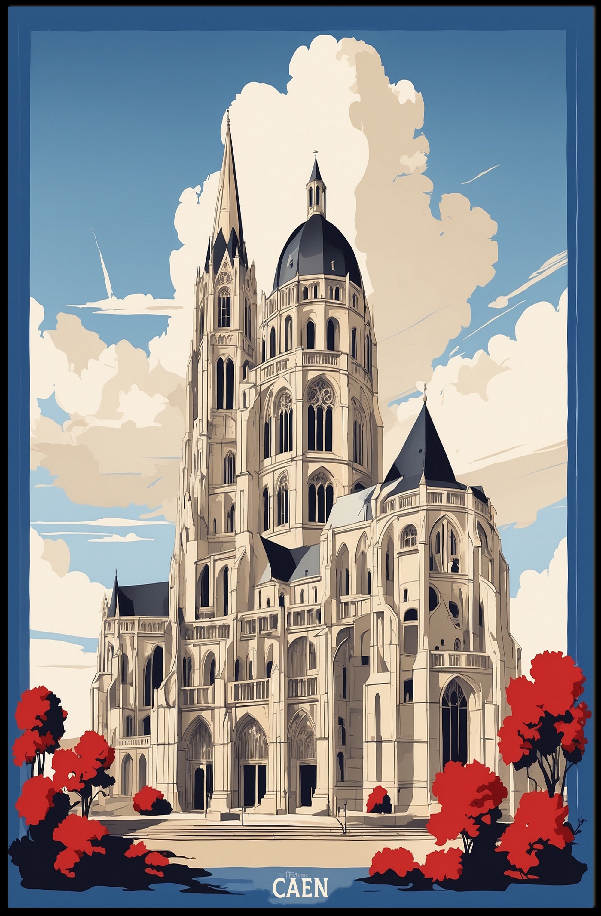 Cathedral Skyline with Bold Colors Urban or Cityscape Poster PosterGoat
