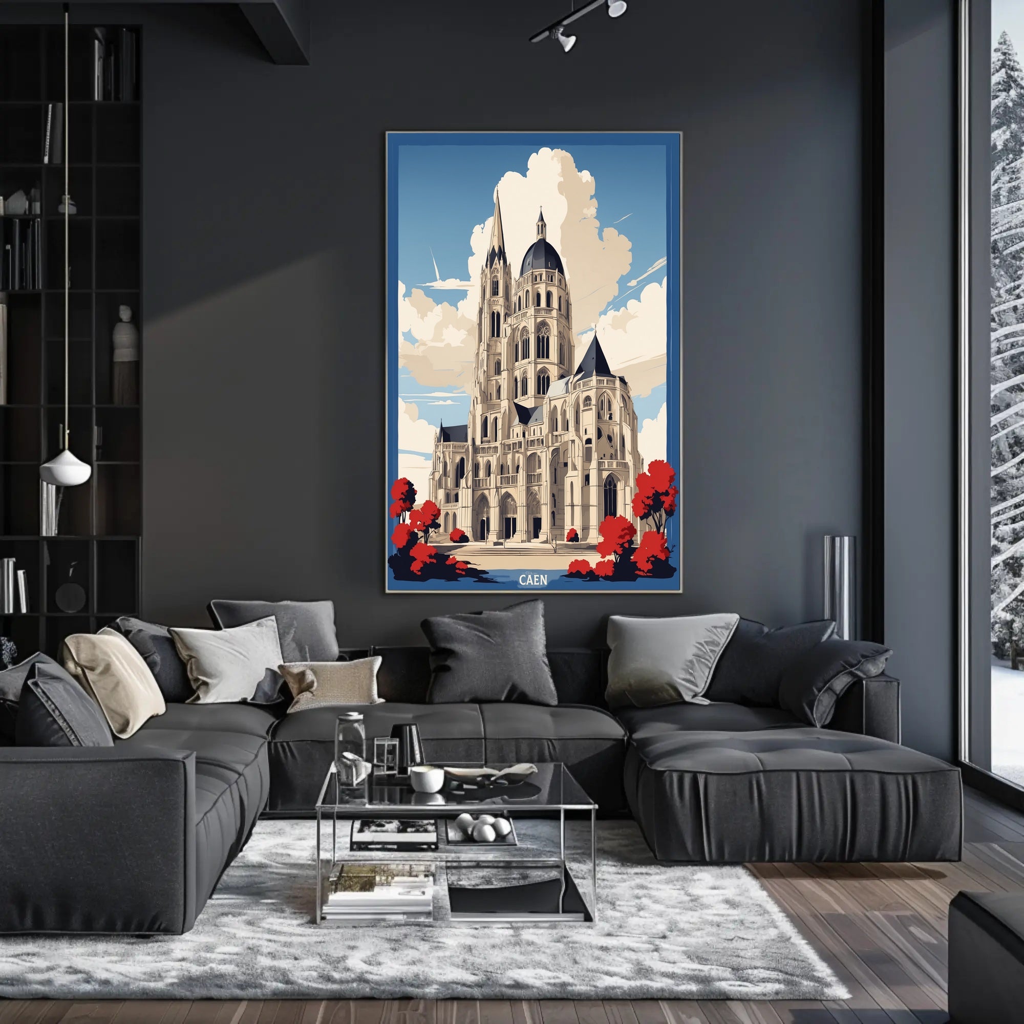 Cathedral Skyline with Bold Colors Urban or Cityscape Poster PosterGoat