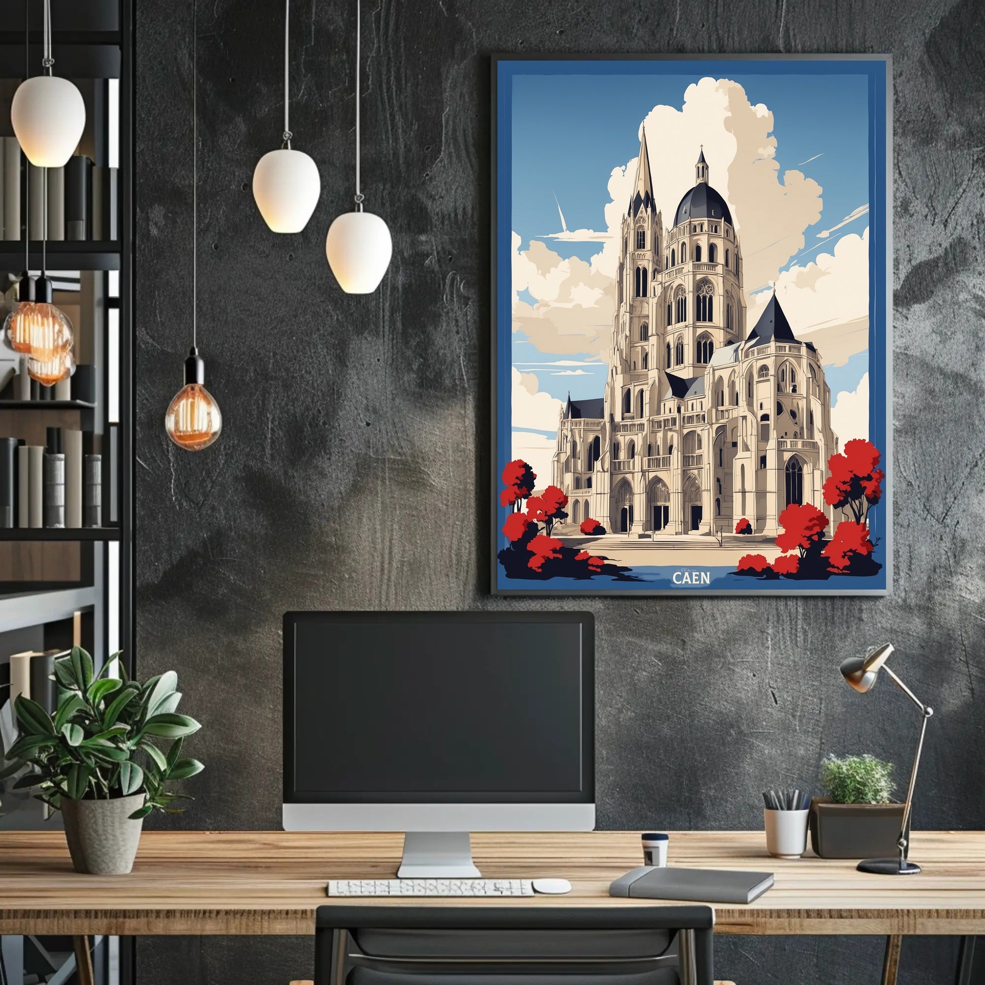 Cathedral Skyline with Bold Colors Urban or Cityscape Poster PosterGoat
