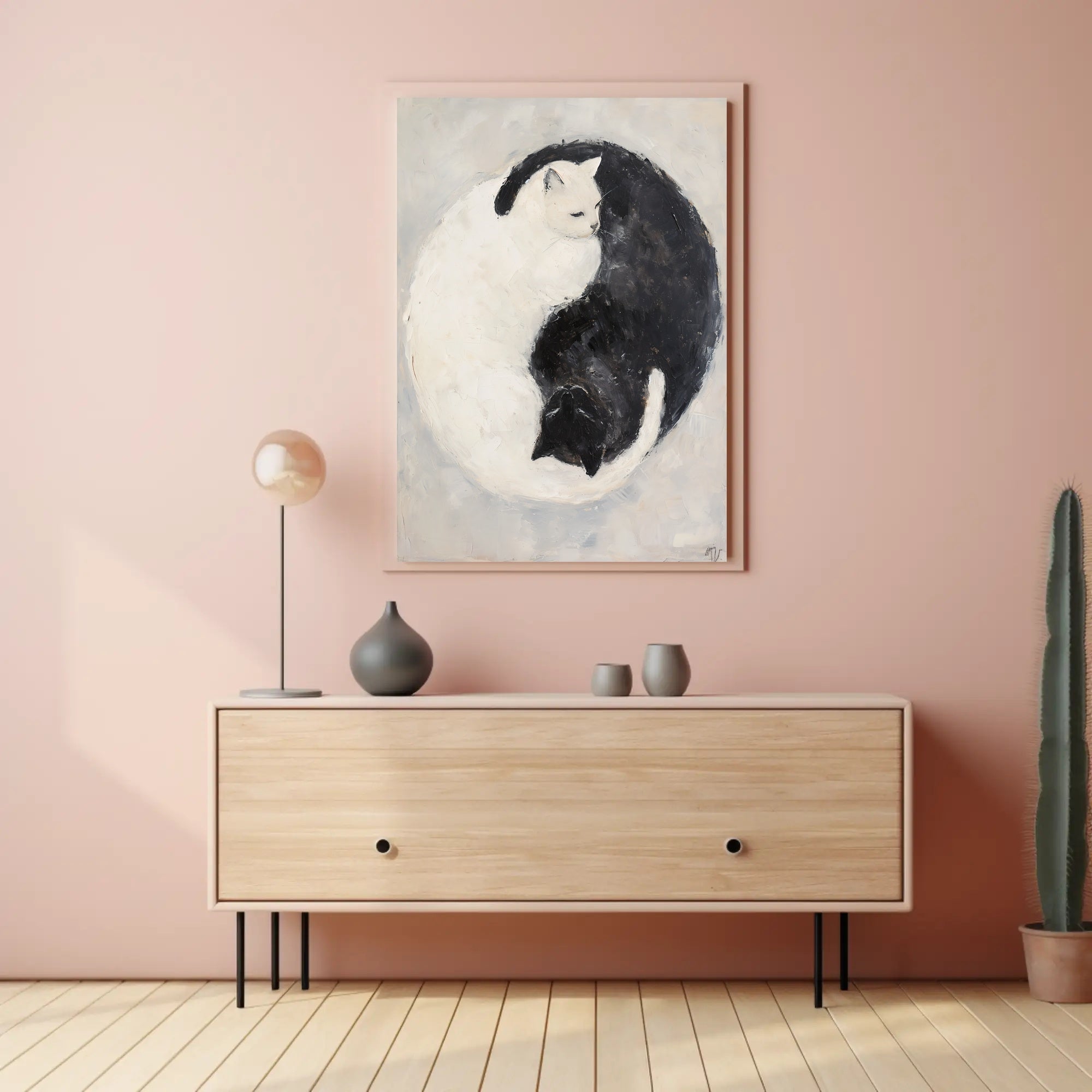 Cats Yin Yang Balance Art Abstract Poster PosterGoat