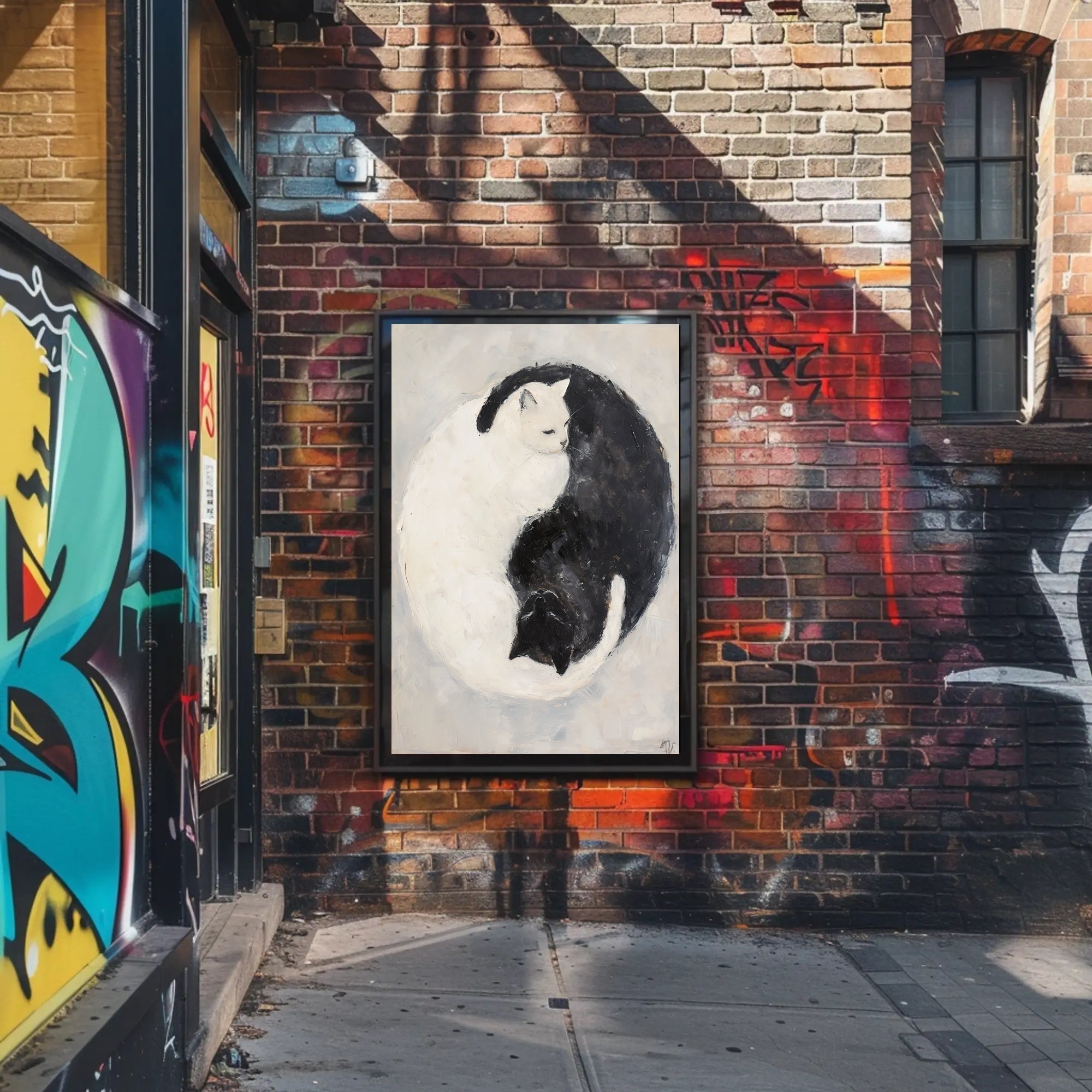 Cats Yin Yang Balance Art Abstract Poster PosterGoat