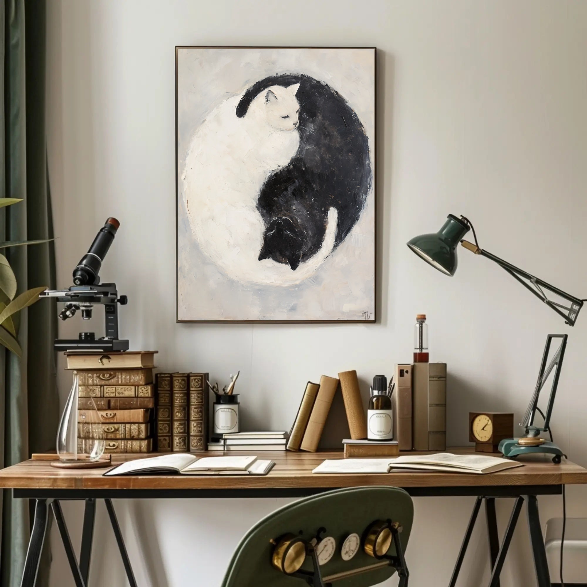 Cats Yin Yang Balance Art Abstract Poster PosterGoat