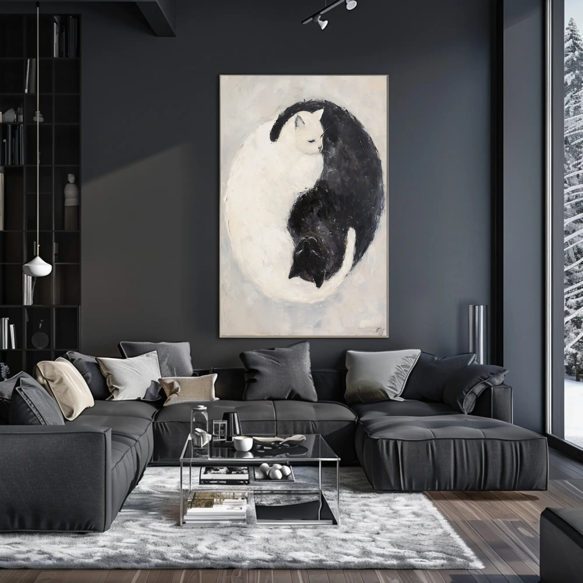 Cats Yin Yang Balance Art Abstract Poster PosterGoat