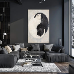Cats Yin Yang Balance Art Abstract Poster PosterGoat