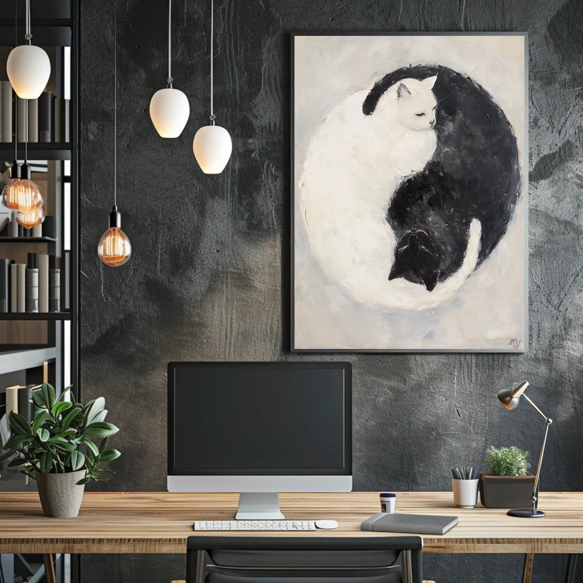 Cats Yin Yang Balance Art Abstract Poster PosterGoat