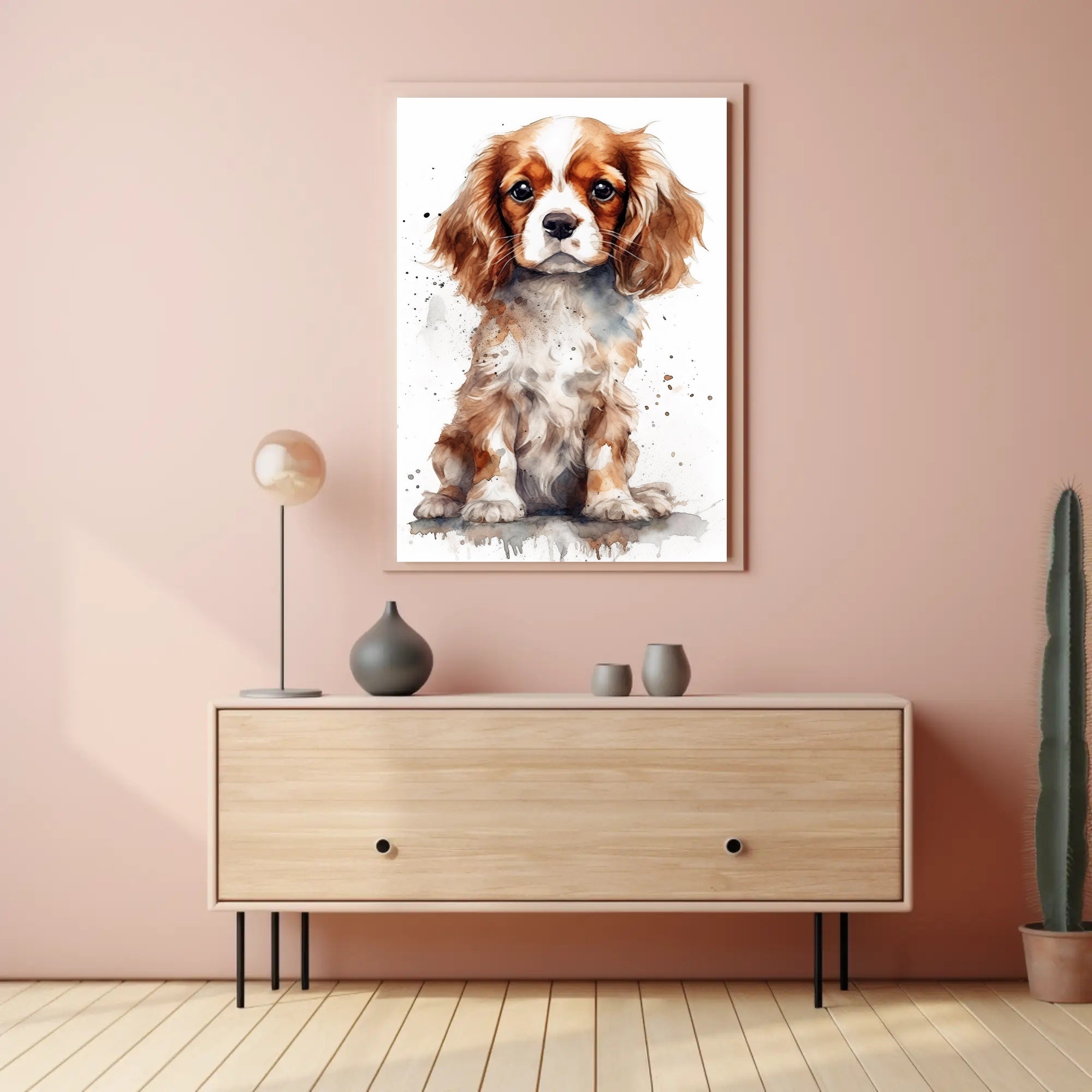 Cavalier King Charles Puppy Watercolor Art Dog Breed Poster PosterGoat