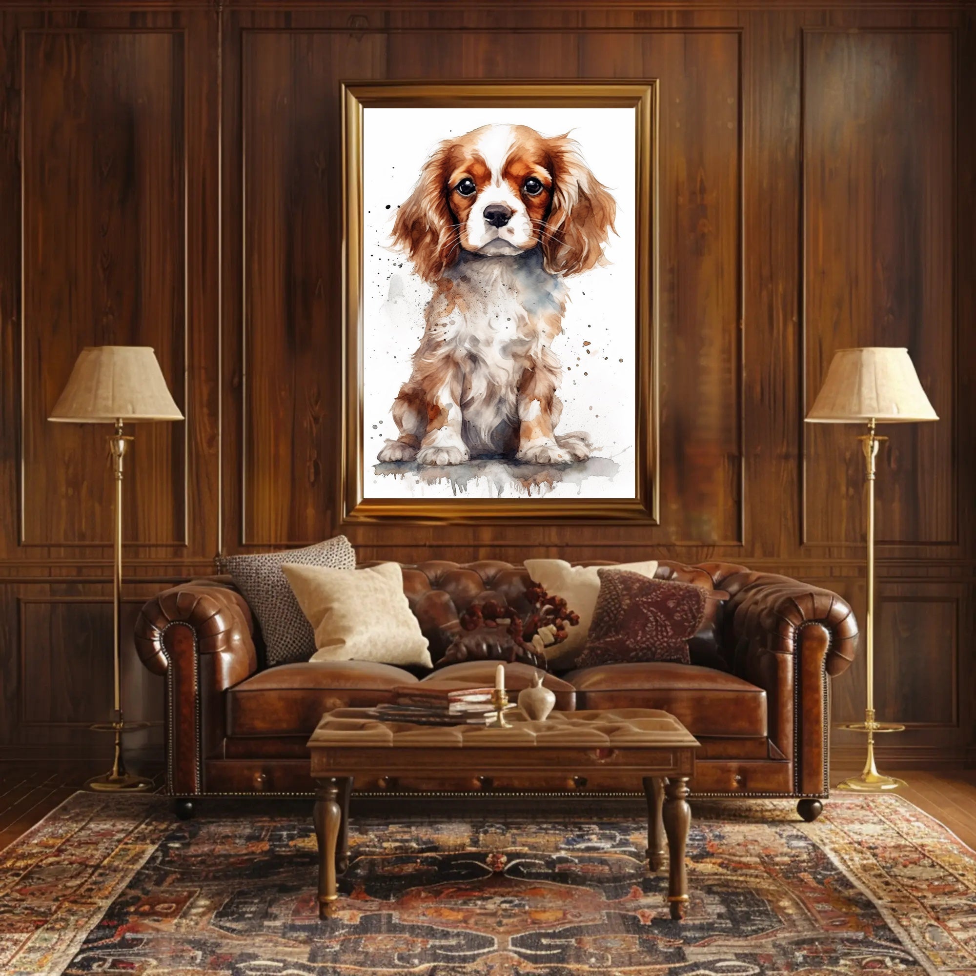 Cavalier King Charles Puppy Watercolor Art Dog Breed Poster PosterGoat