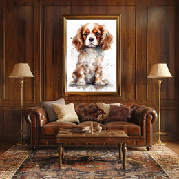 Cavalier King Charles Puppy Watercolor Art Dog Breed Poster PosterGoat