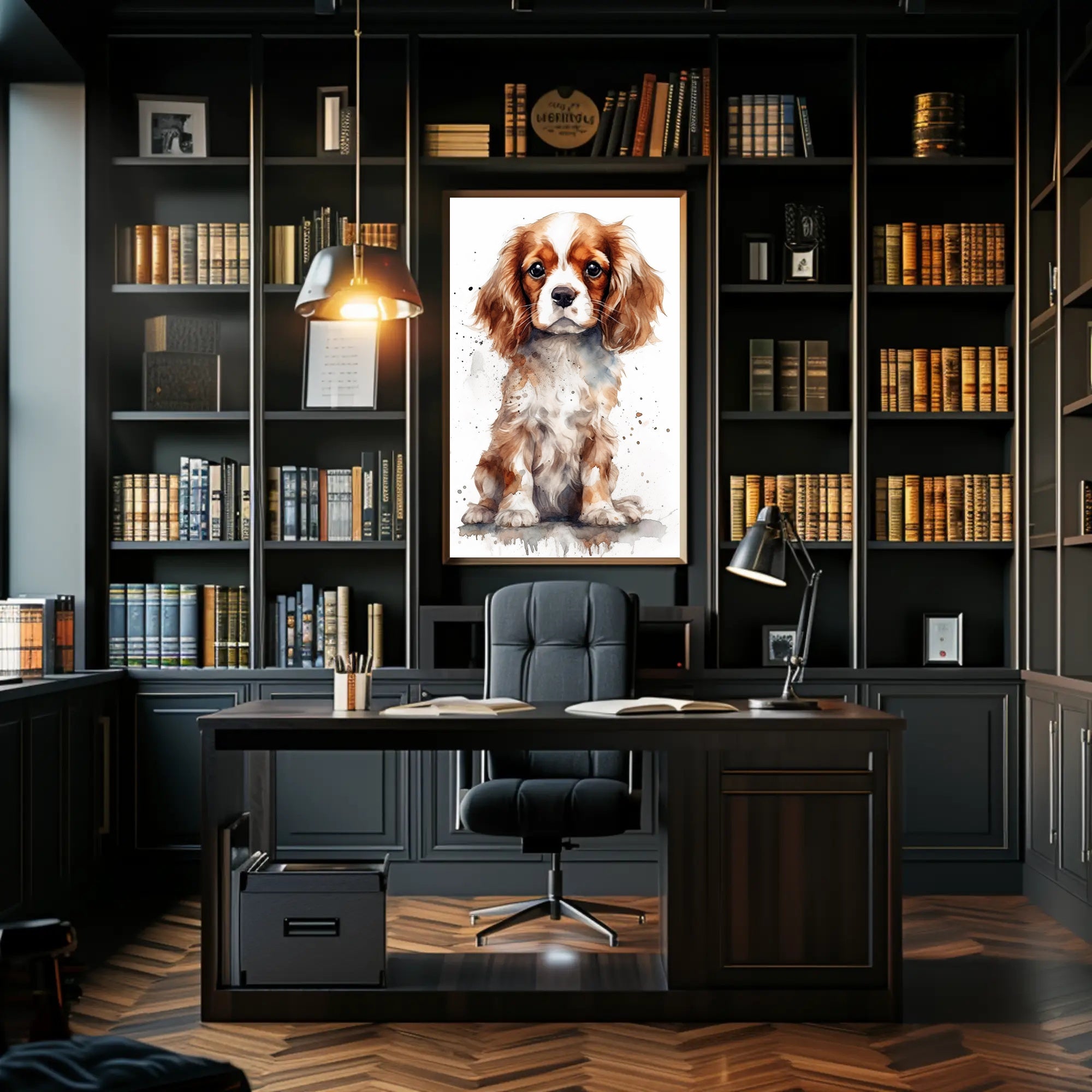 Cavalier King Charles Puppy Watercolor Art Dog Breed Poster PosterGoat