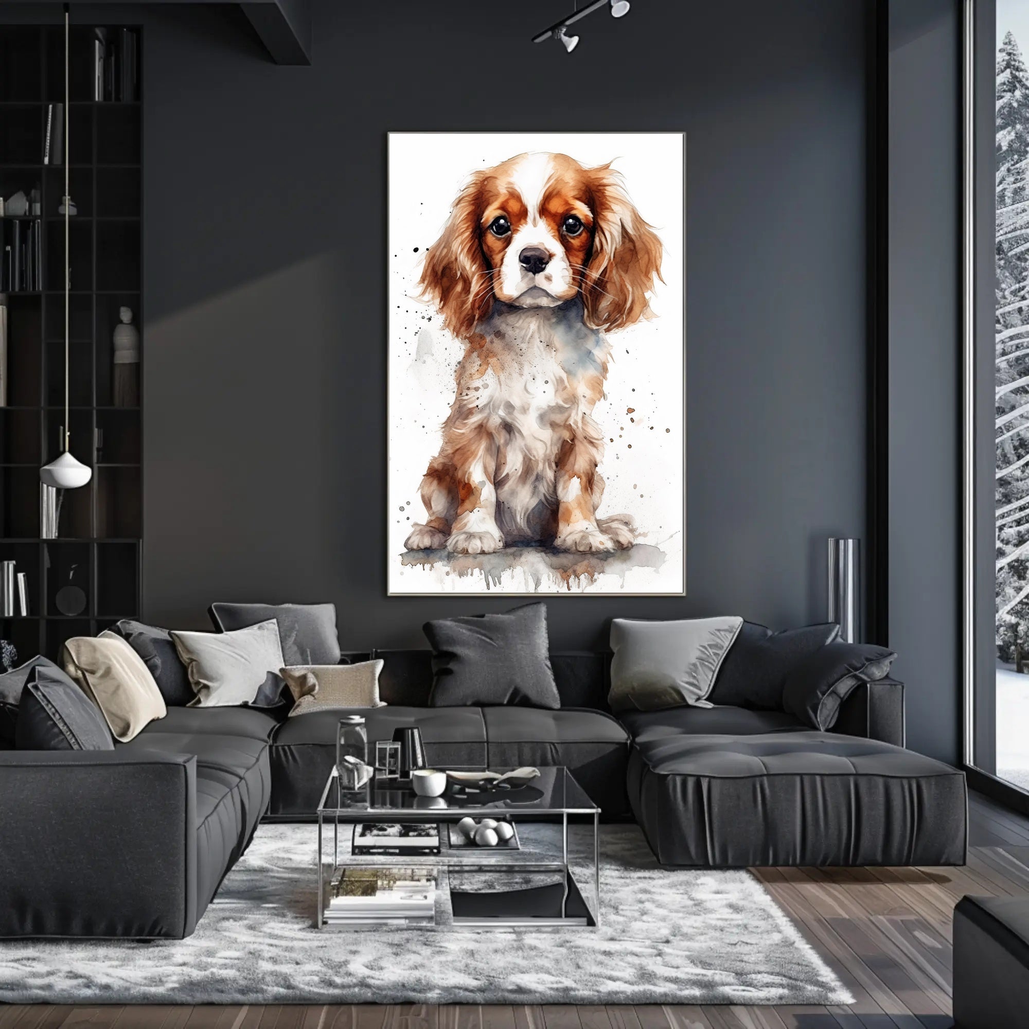 Cavalier King Charles Puppy Watercolor Art Dog Breed Poster PosterGoat