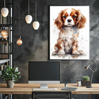 Cavalier King Charles Puppy Watercolor Art Dog Breed Poster PosterGoat