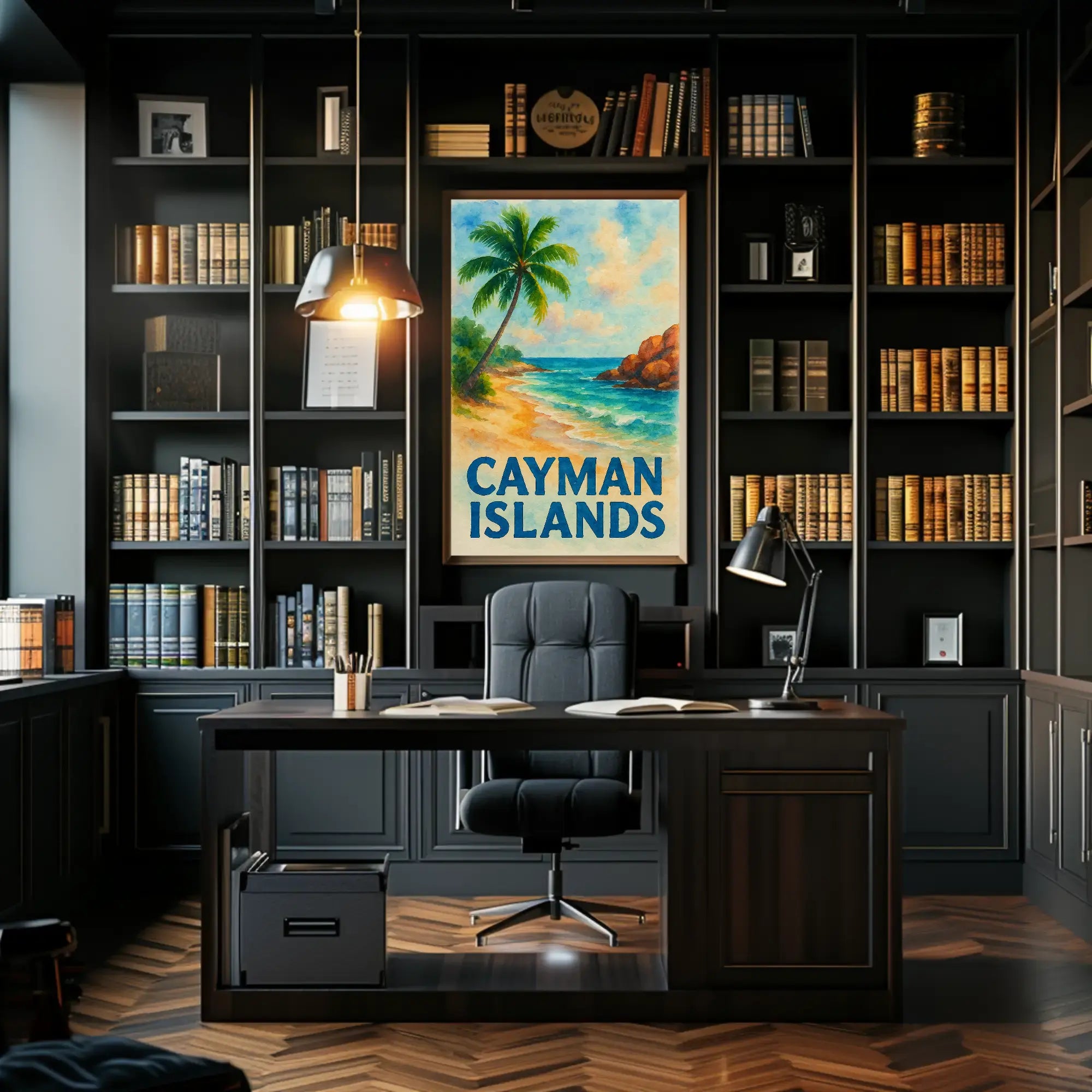 Cayman Islands Tropical Beach Scene Travel Poster PosterGoat
