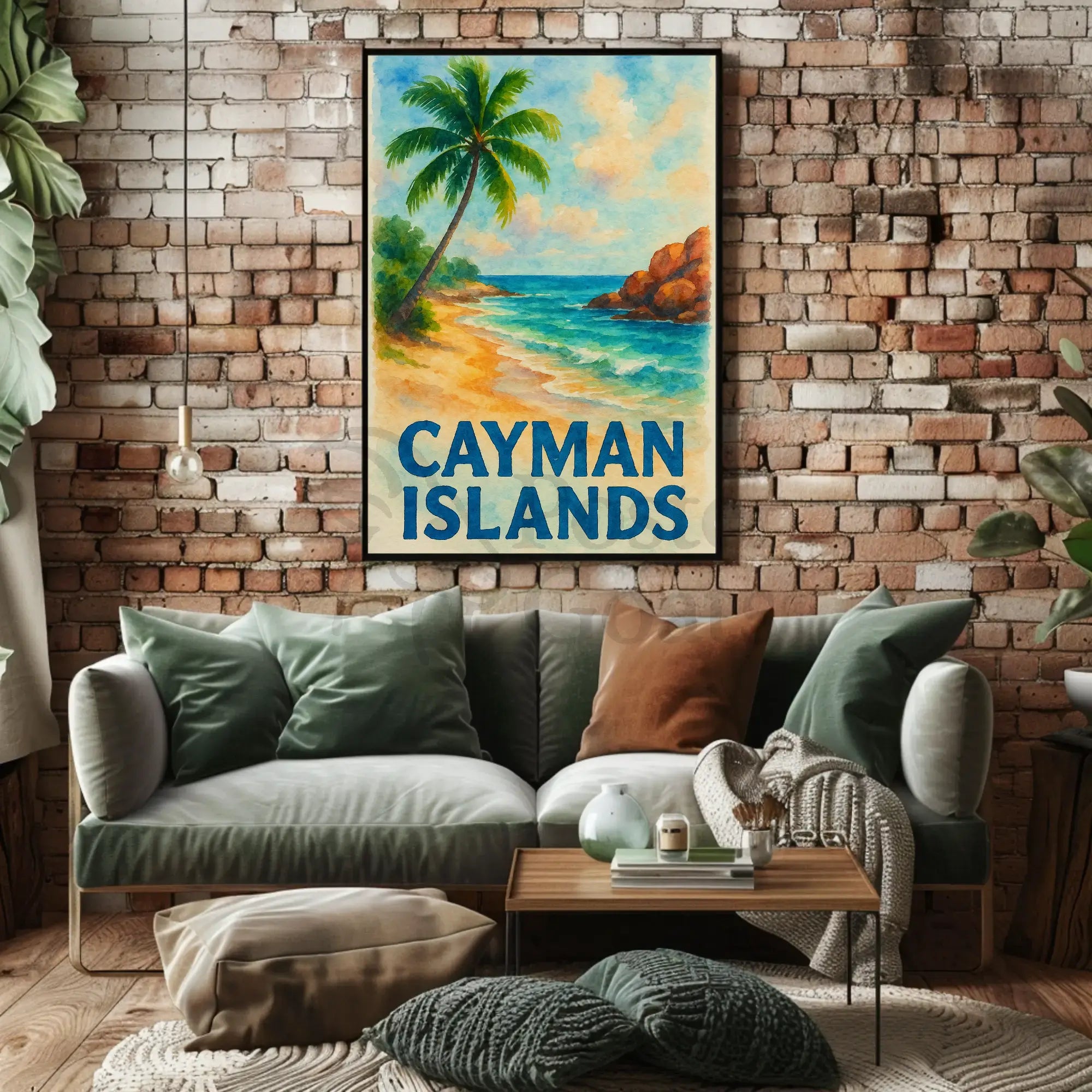 Cayman Islands Tropical Beach Scene Travel Poster PosterGoat