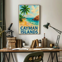 Cayman Islands Tropical Beach Scene Travel Poster PosterGoat