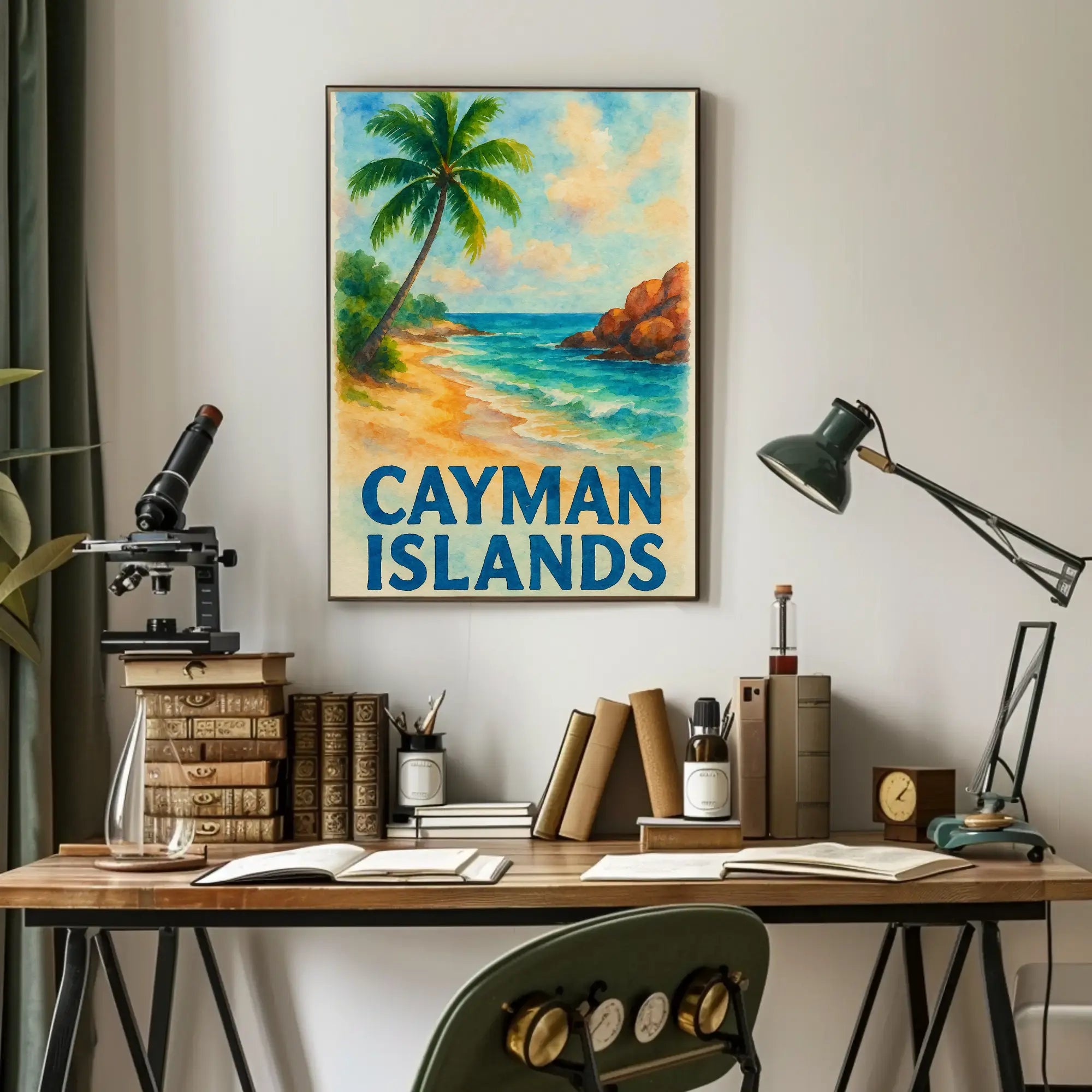 Cayman Islands Tropical Beach Scene Travel Poster PosterGoat
