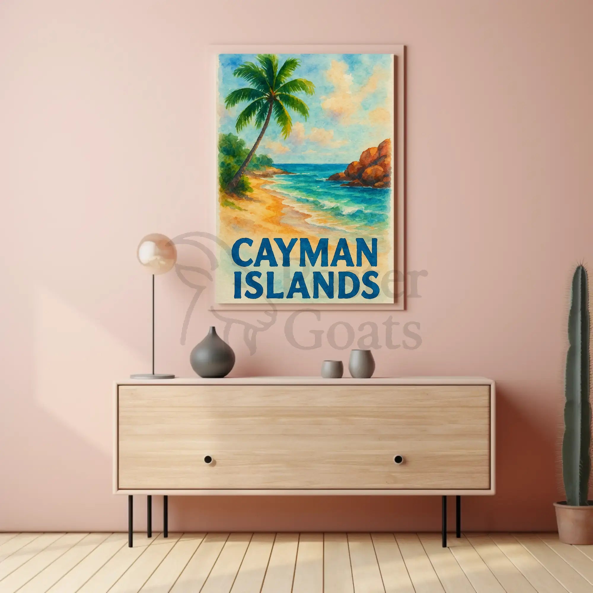 Cayman Islands Tropical Beach Scene Travel Poster PosterGoat
