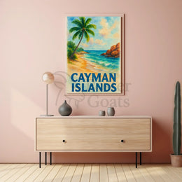 Cayman Islands Tropical Beach Scene Travel Poster PosterGoat