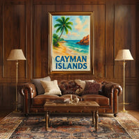 Cayman Islands Tropical Beach Scene Travel Poster PosterGoat