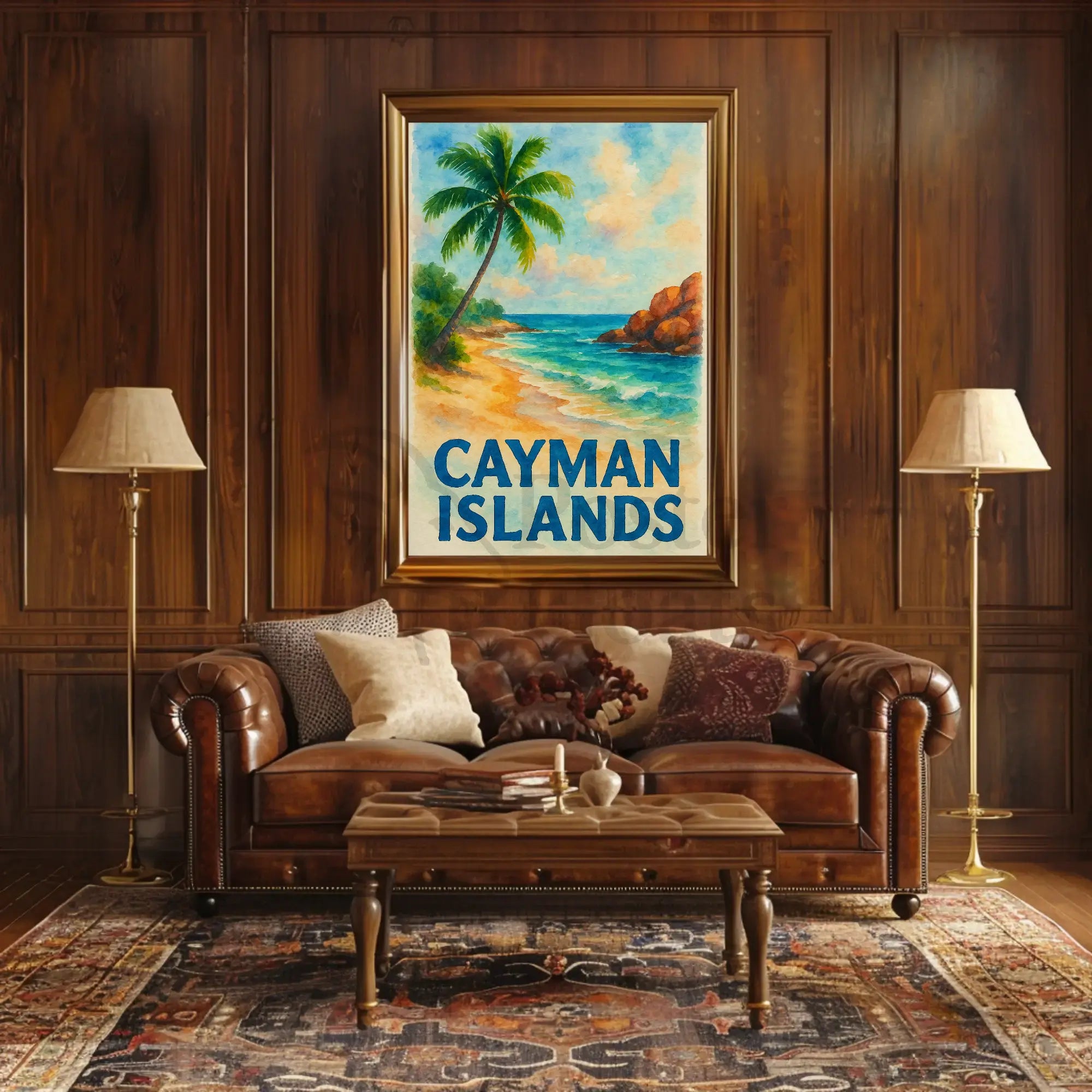Cayman Islands Tropical Beach Scene Travel Poster PosterGoat