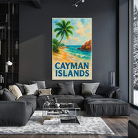Cayman Islands Tropical Beach Scene Travel Poster PosterGoat