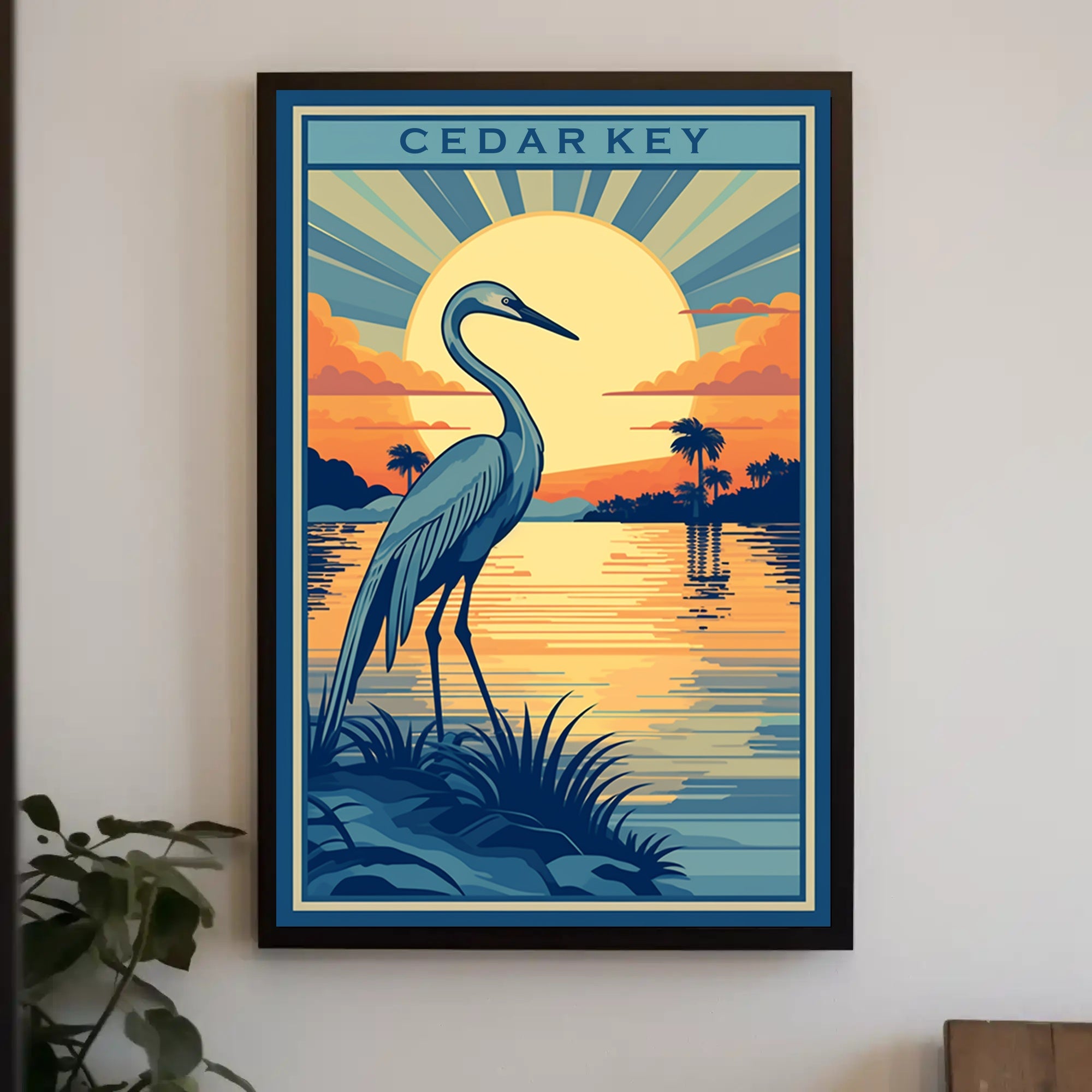 Cedar Key Vintage Sunset Travel Poster PosterGoat