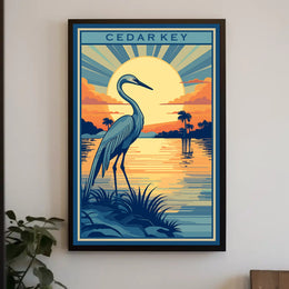 Cedar Key Vintage Sunset Travel Poster PosterGoat
