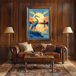 Cedar Key Vintage Sunset Travel Poster PosterGoat