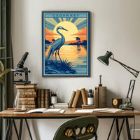 Cedar Key Vintage Sunset Travel Poster PosterGoat