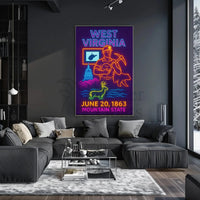 Celebratory Neon Tribute to West Virginia Heritage Poster PosterGoat