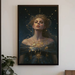 Celestial Goddess Starry Night Artistic Fantasy Poster PosterGoat