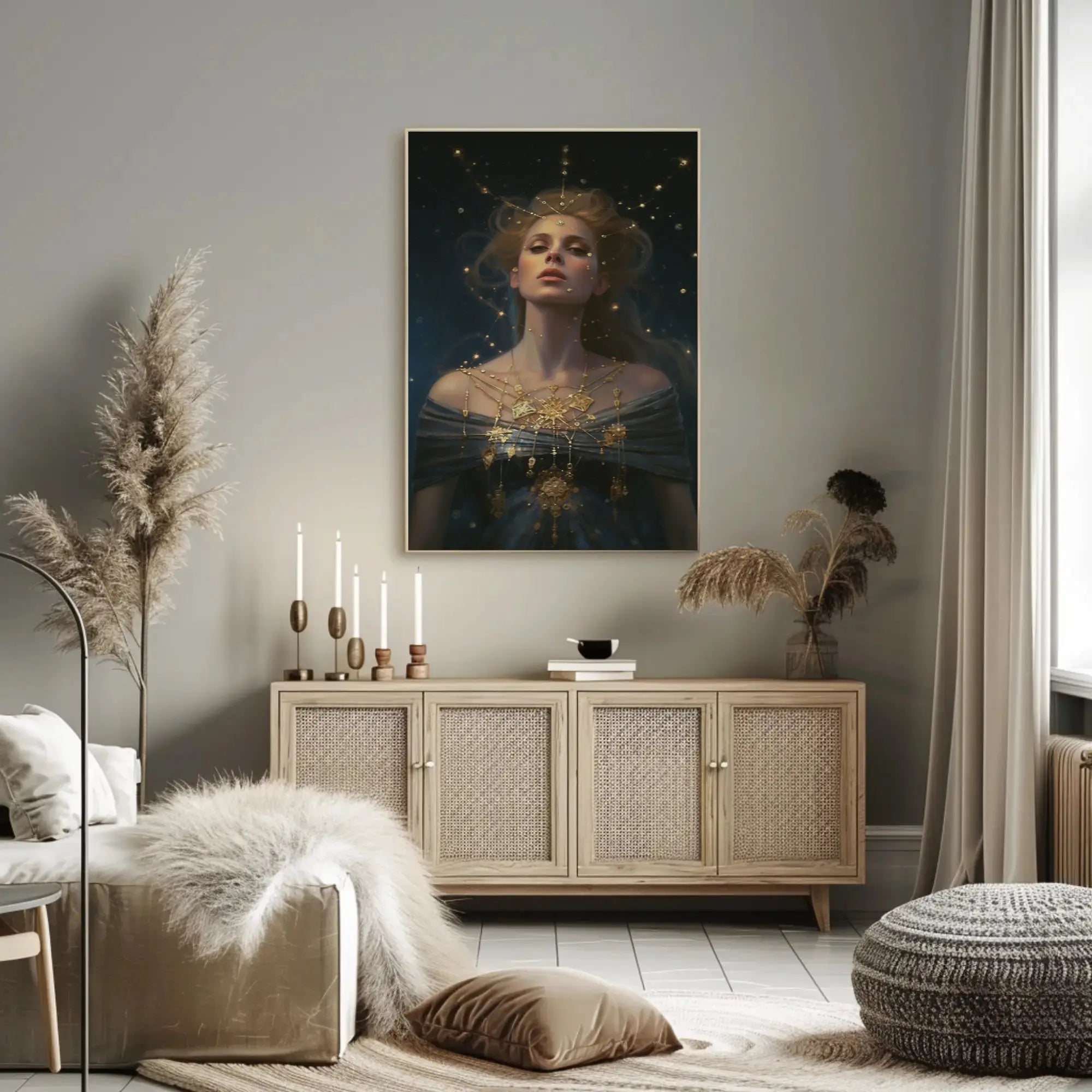 Celestial Goddess Starry Night Artistic Fantasy Poster PosterGoat